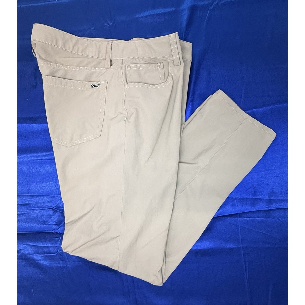 Vineyard Vines Mens 32x30 Performance Stretch Golf Chino Pants Beige Tan 5Pocket